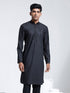 Vastramay Men's Black Cotton Silk Kurta